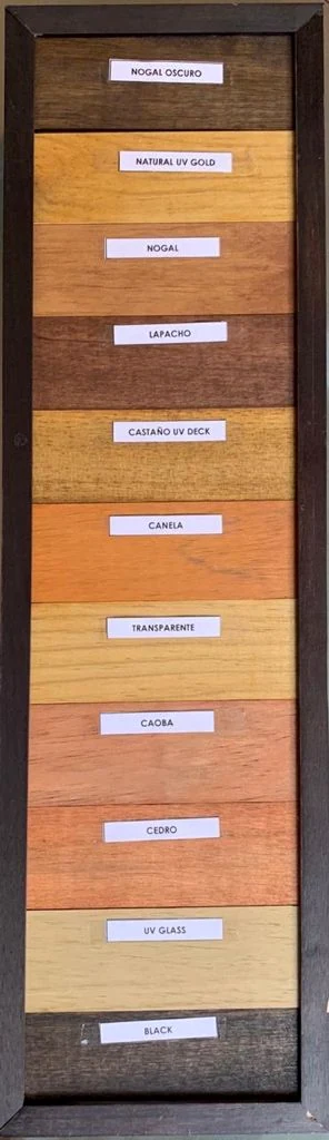 Muestrario de acabados para madera